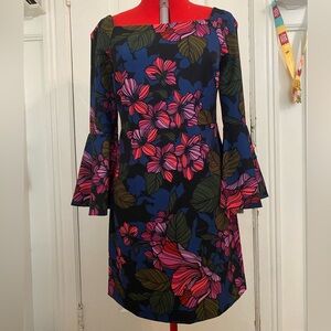 TRINA TURK FLARE SLEEVE PRINT DRESS